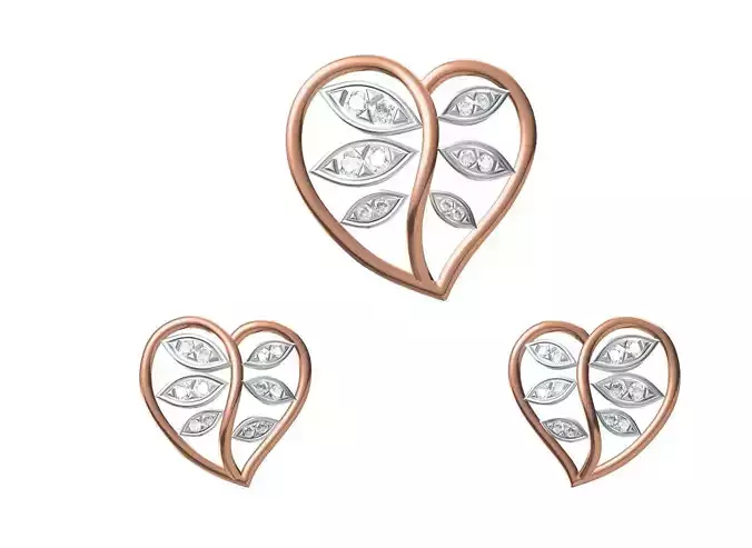 Women Heart Pendant Earrings Set STL JCD Details