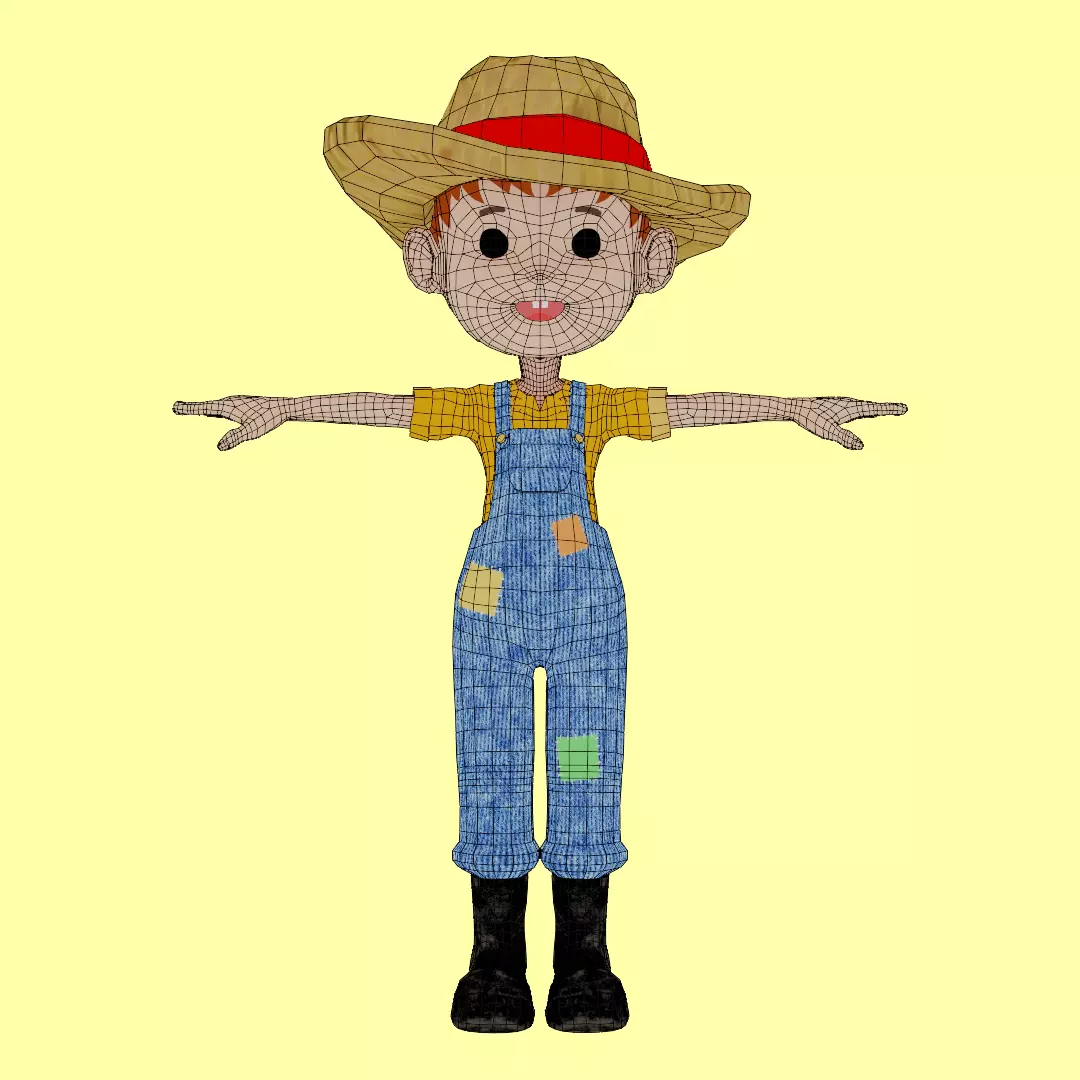 Farmer Boy Low-poly 3D model_0