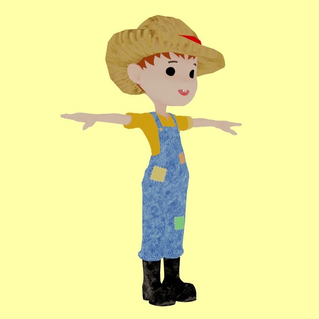 Farmer Boy Low-poly 3D model_3