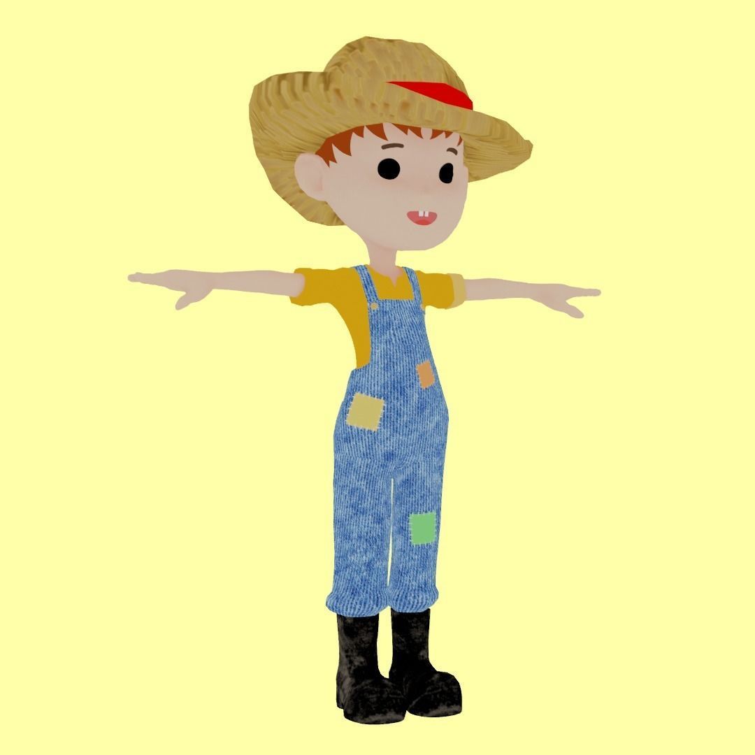 Farmer Boy Low-poly 3D model_2