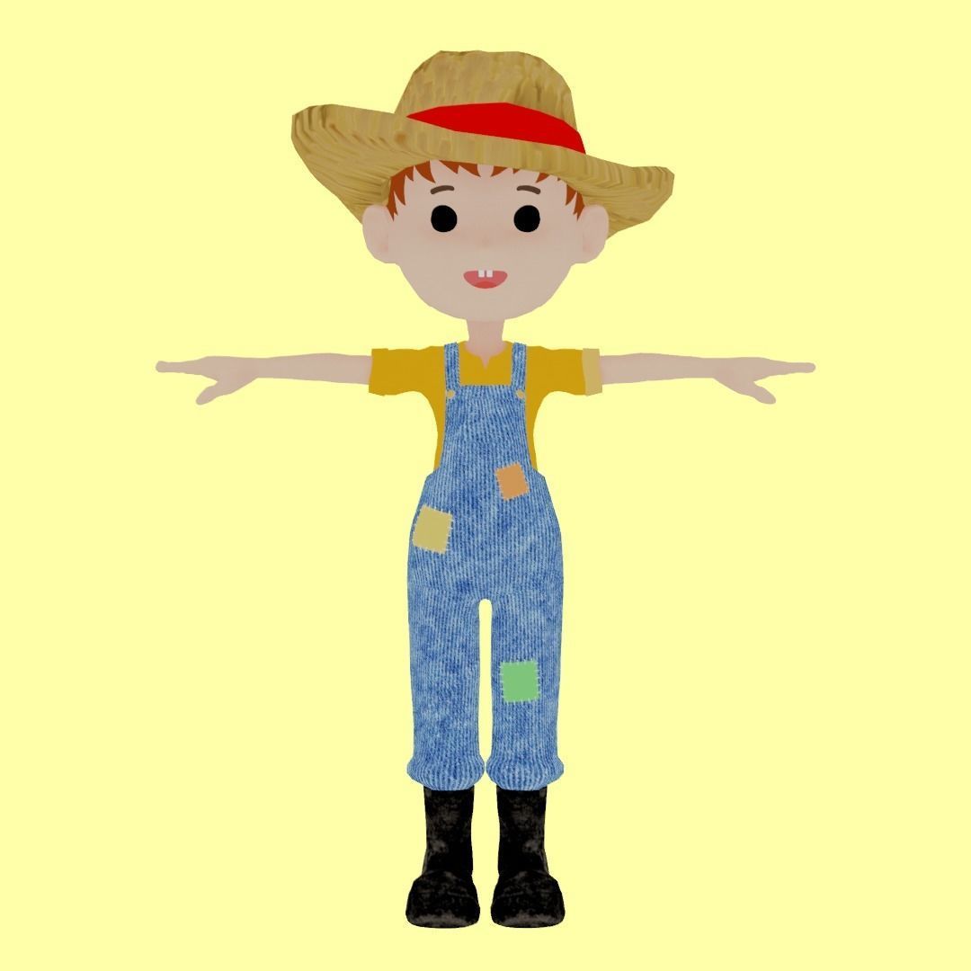 Farmer Boy Low-poly 3D model_1