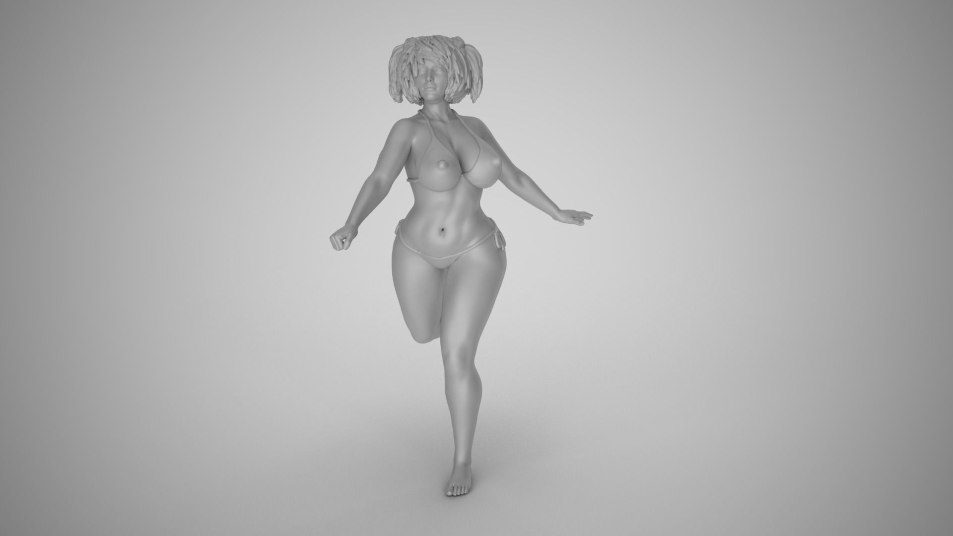 Cute Girl Running 3D print model_1