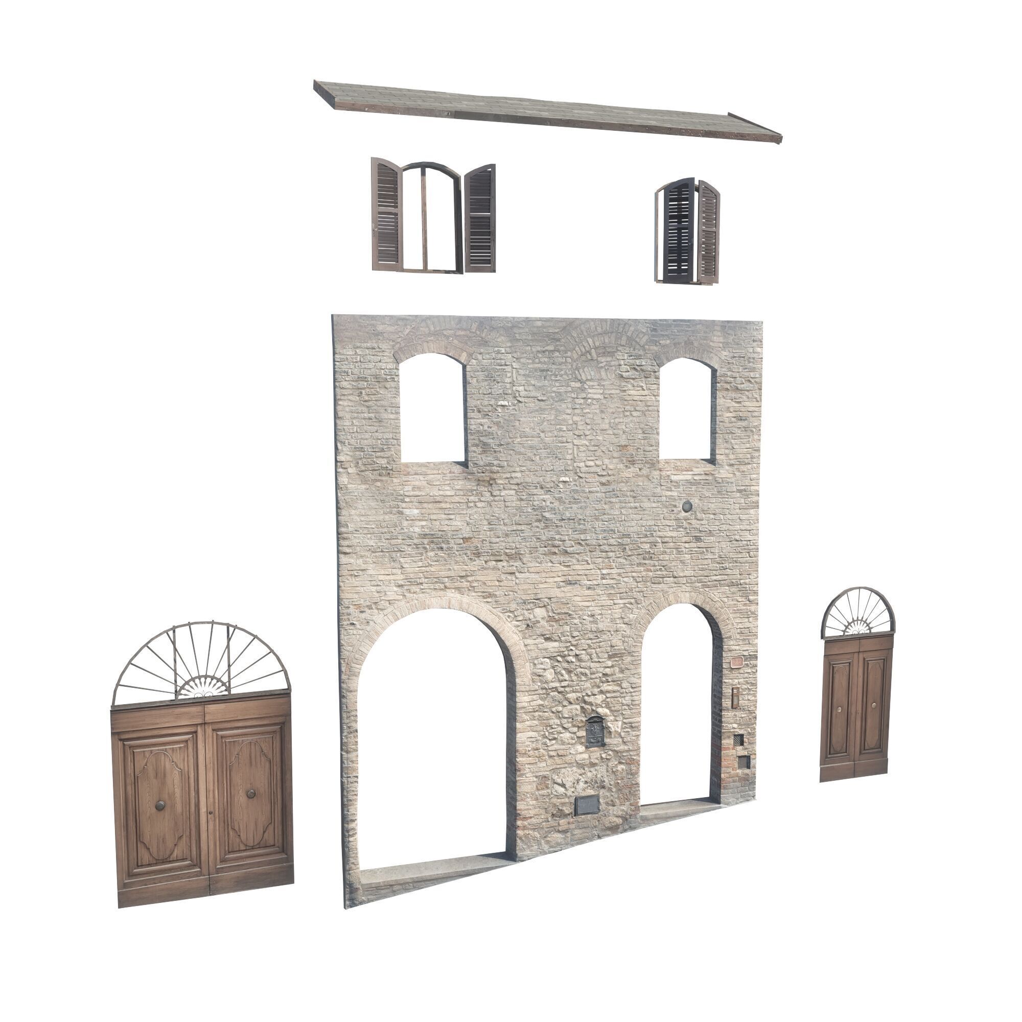 3D Scanned Italian Facade 001 Low-poly 3D model_5