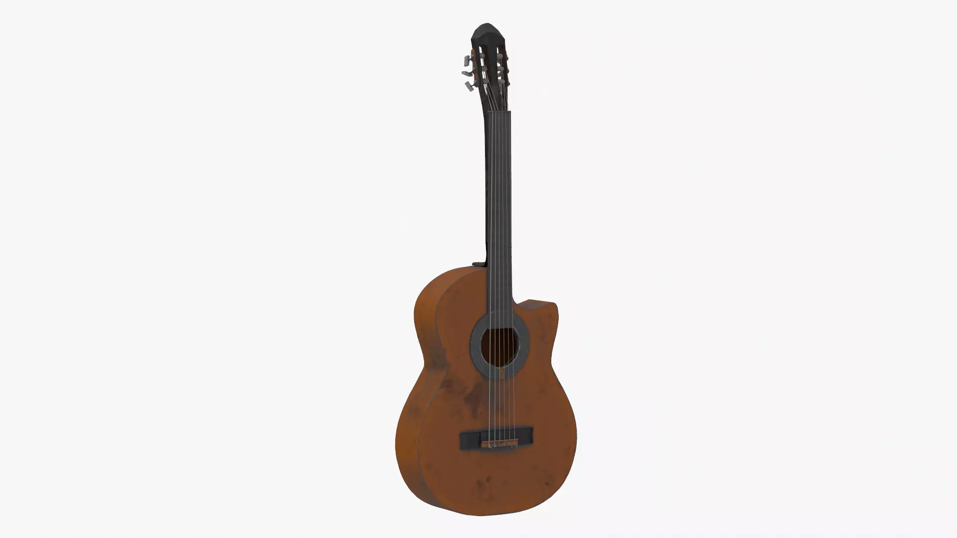 4K old used guitar Low-poly 3D model