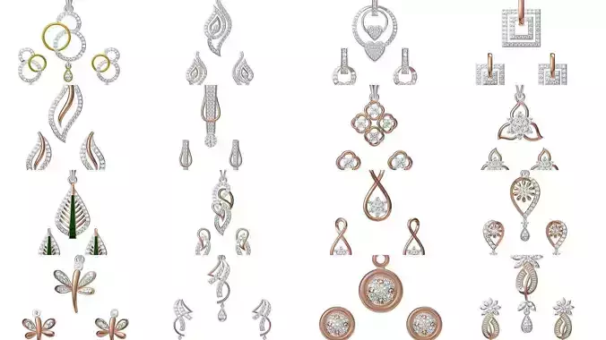 107 Women Pendant Earrings Set STL JCD Details Collection
