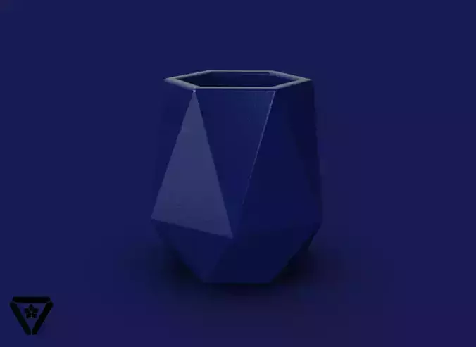 44 Facet Geometric Origami Planter Pot  V2  Edna 3D print model