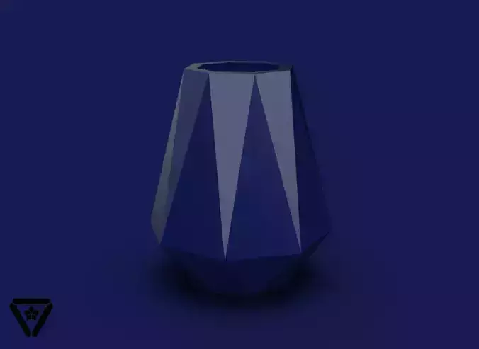 45 Facet Origami Geometric Flower Pot  V3  Erma