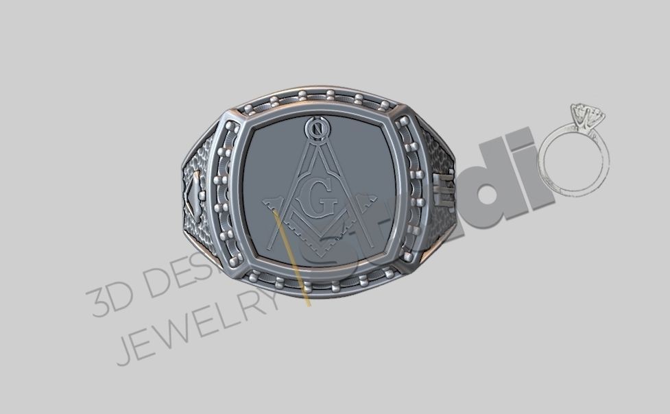 masonic ring 3D print model_1
