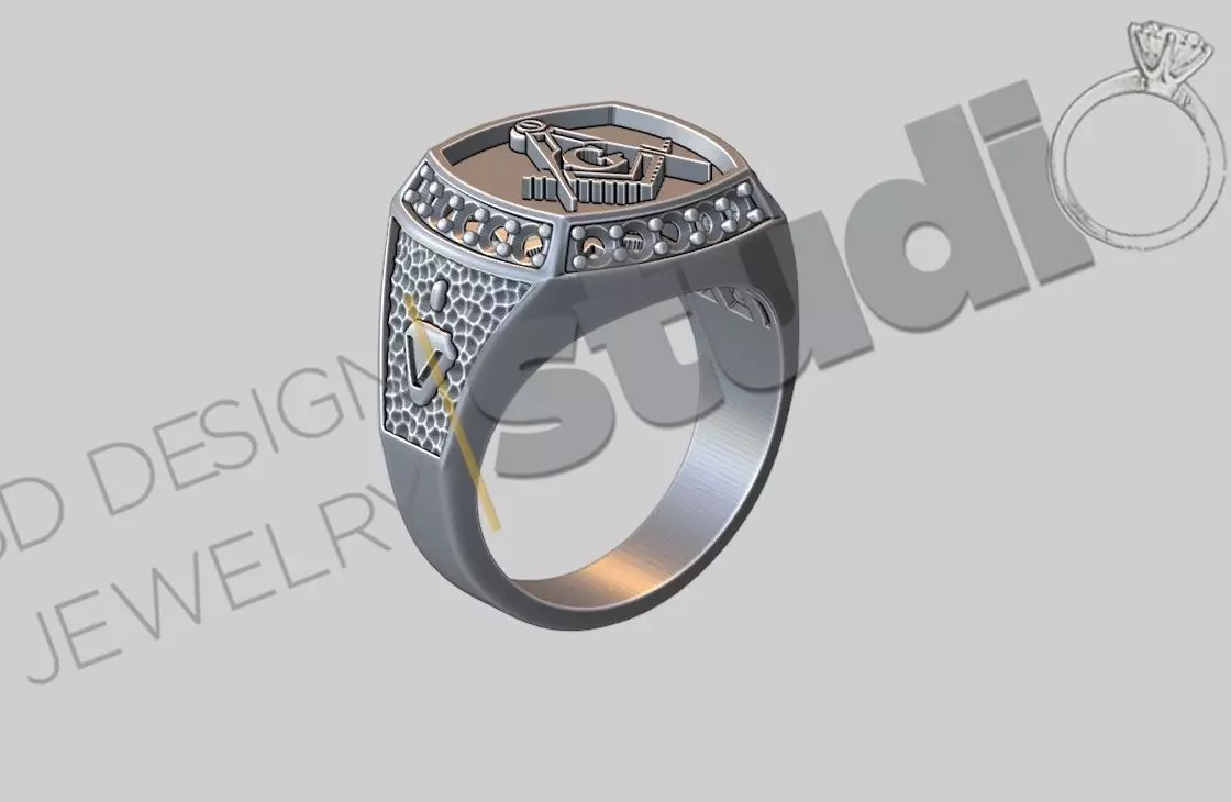 masonic ring 3D print model_0