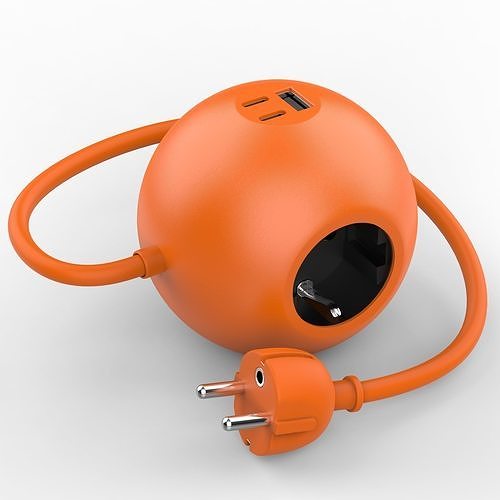 Power Strip Cube with 1 USB A and 2 USB C 3D model