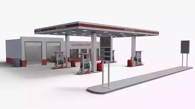 Gas Station 2 Low-poly 3D model