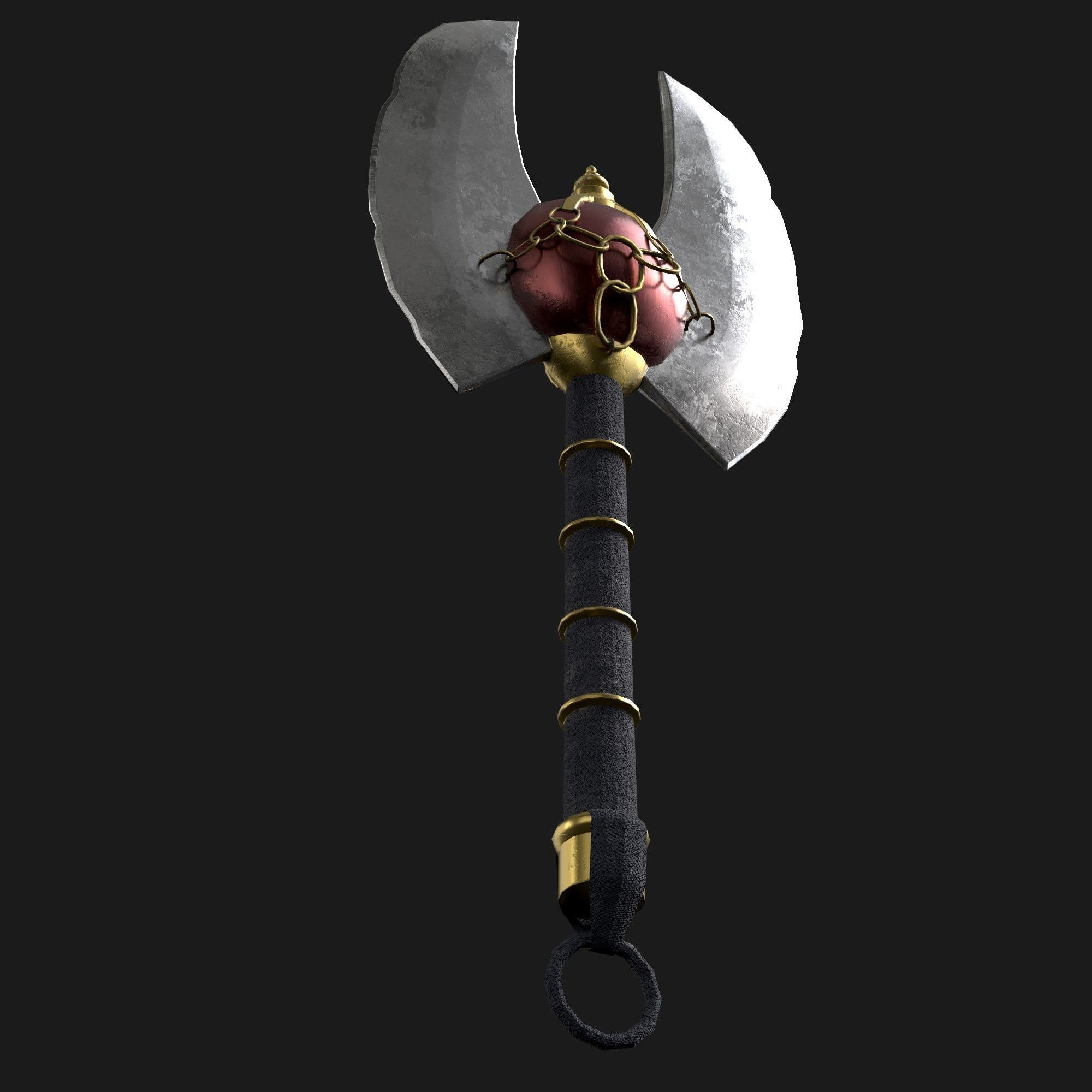 Diablo Inspired Messerschimidt - Double Axe Low-poly 3D model_6