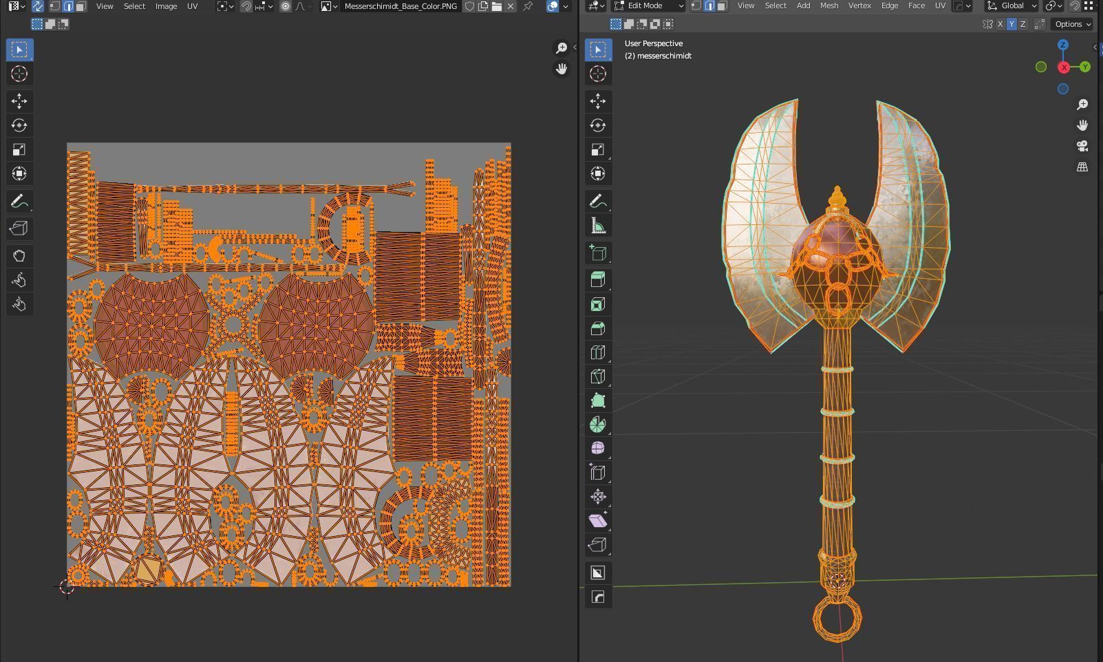 Diablo Inspired Messerschimidt - Double Axe Low-poly 3D model_9