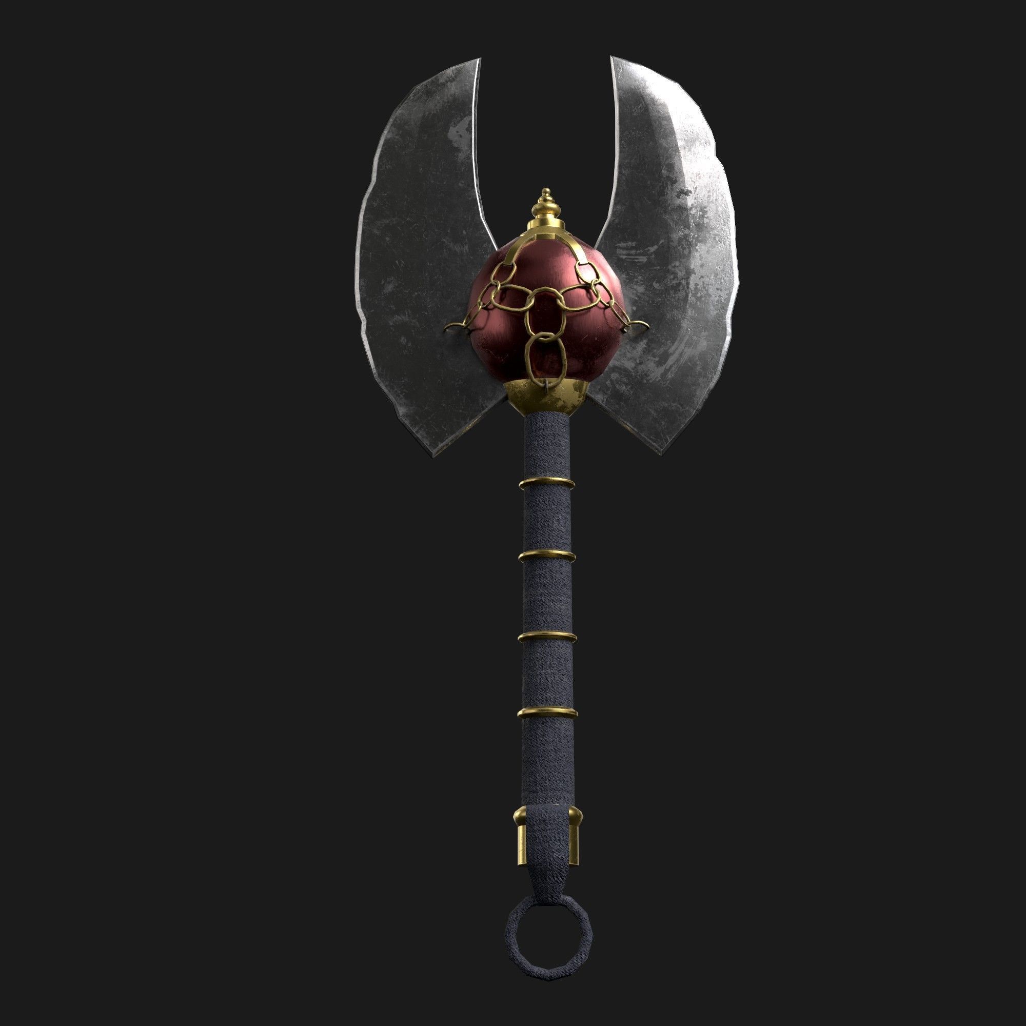 Diablo Inspired Messerschimidt - Double Axe Low-poly 3D model_3