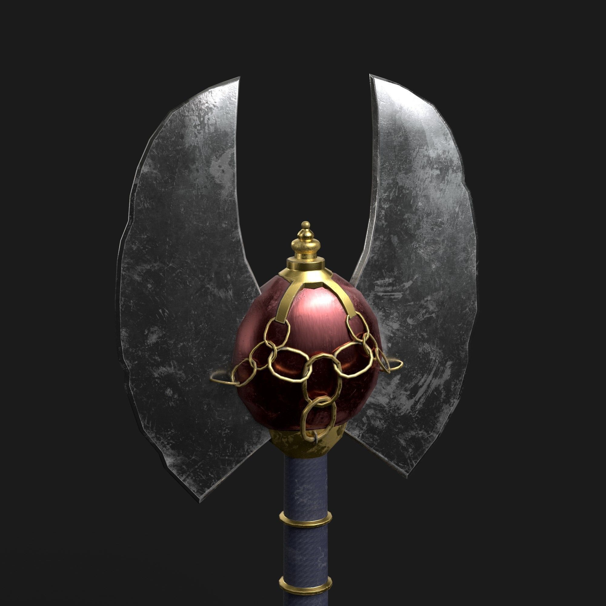 Diablo Inspired Messerschimidt - Double Axe Low-poly 3D model_7