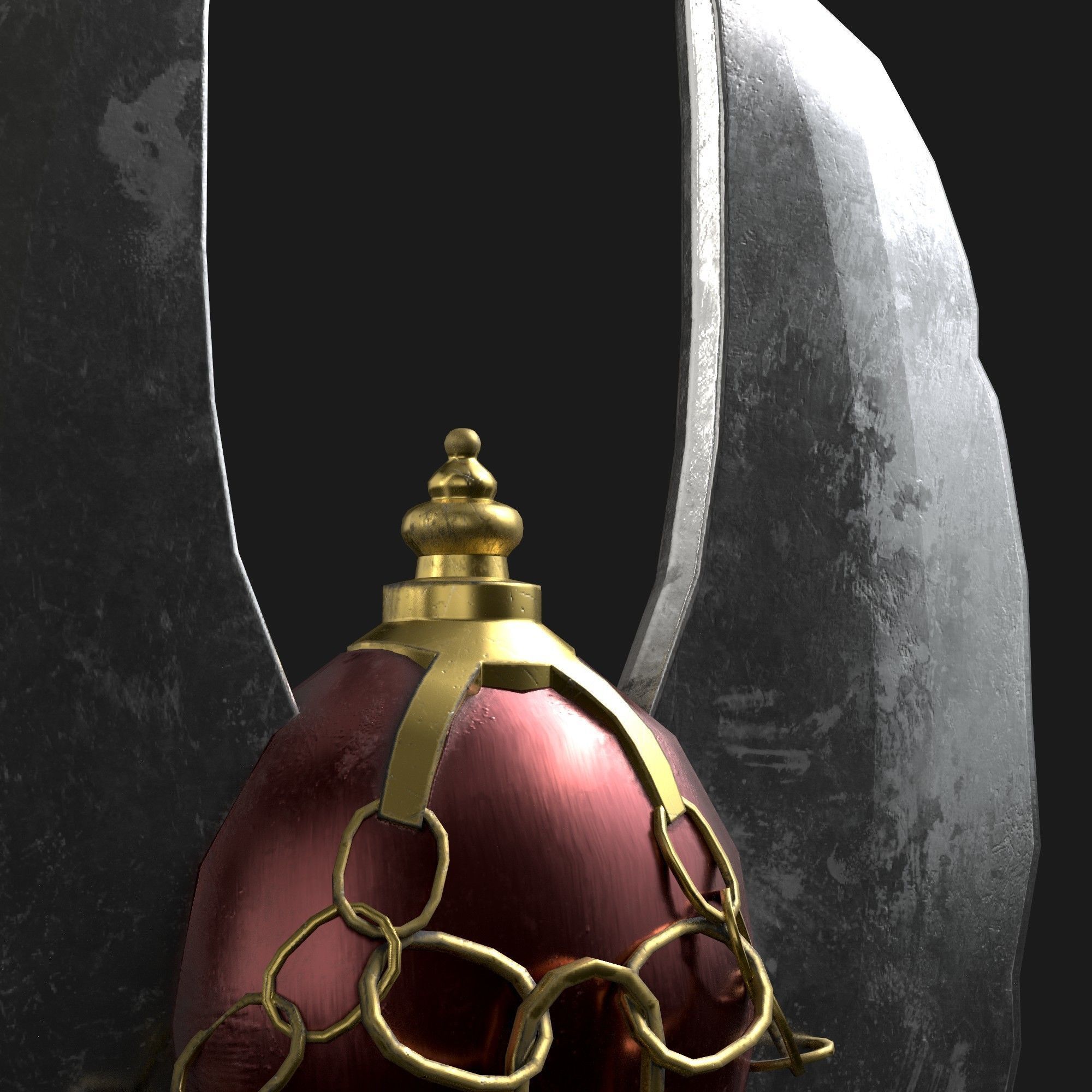 Diablo Inspired Messerschimidt - Double Axe Low-poly 3D model_5