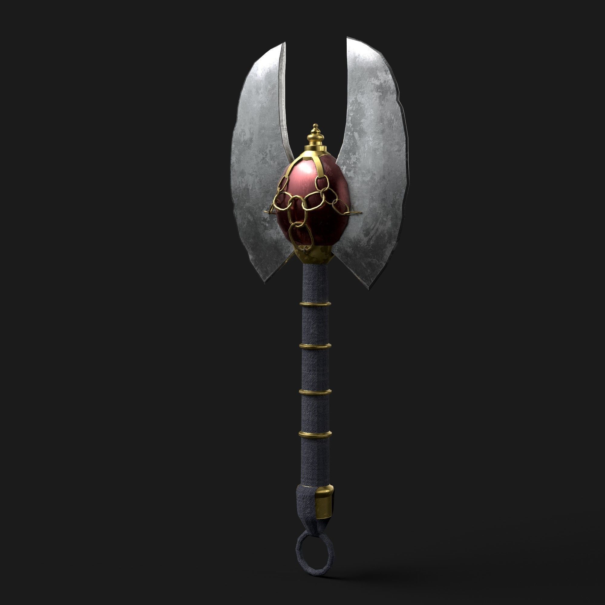 Diablo Inspired Messerschimidt - Double Axe Low-poly 3D model_4