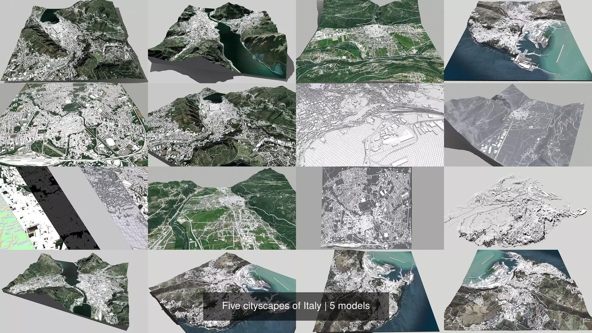 Five cityscapes of Italy 3D Model Collection_0