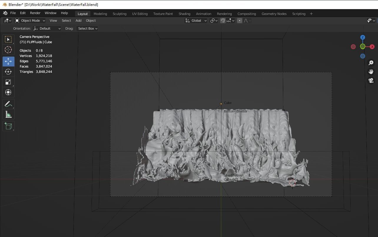 waterfall effect 3D model_4