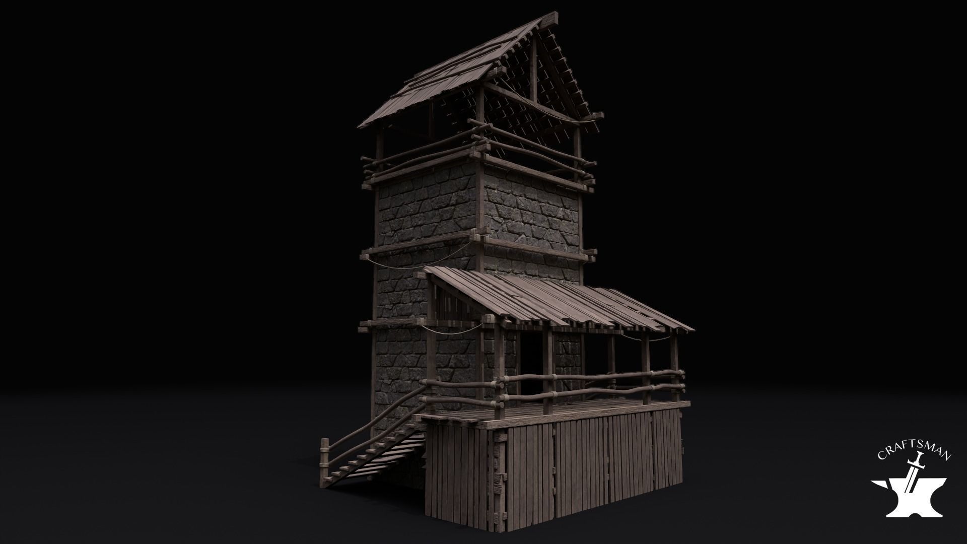 Realistic Medieval Watchtower Pack 3D Model Collection_28