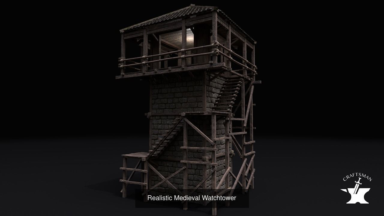 Realistic Medieval Watchtower Pack 3D Model Collection_4