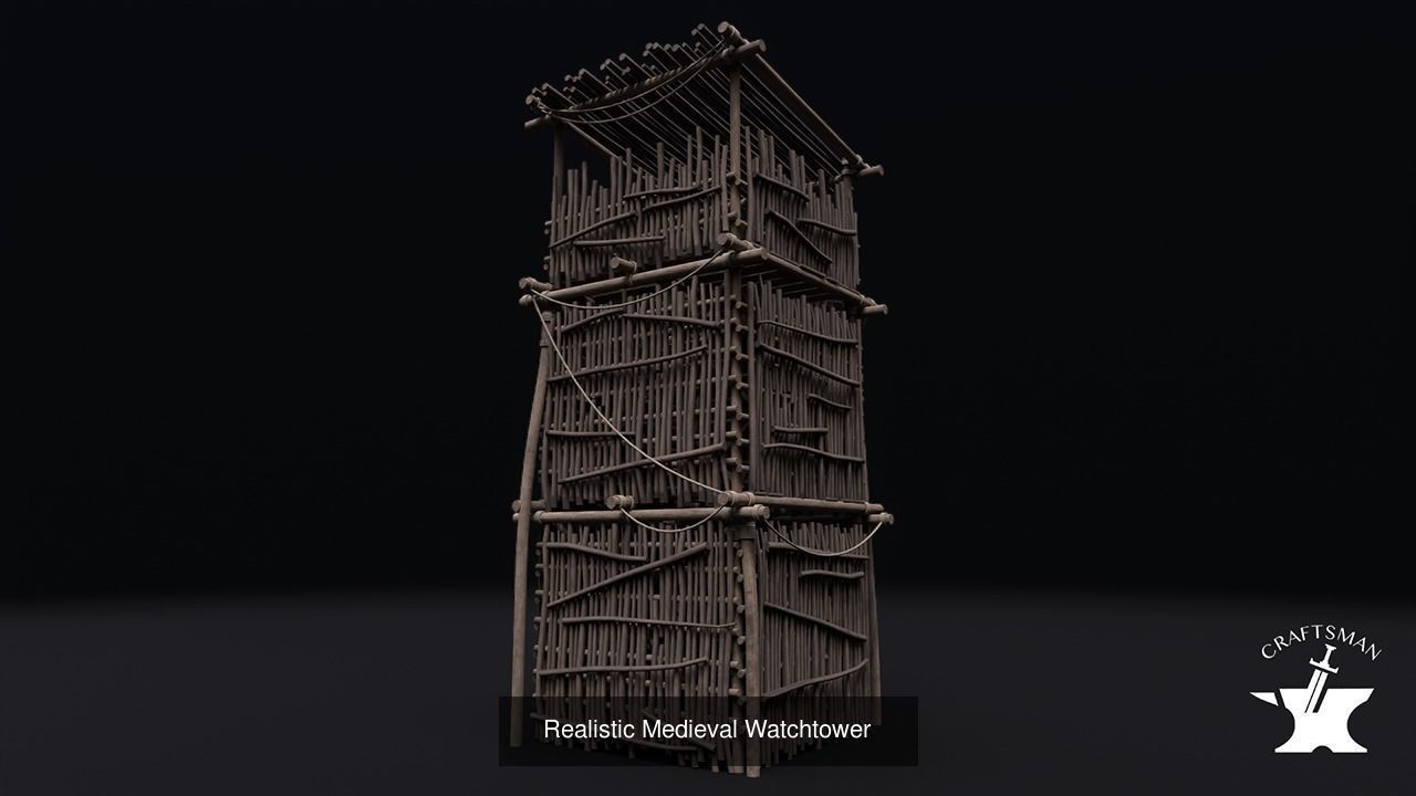 Realistic Medieval Watchtower Pack 3D Model Collection_2