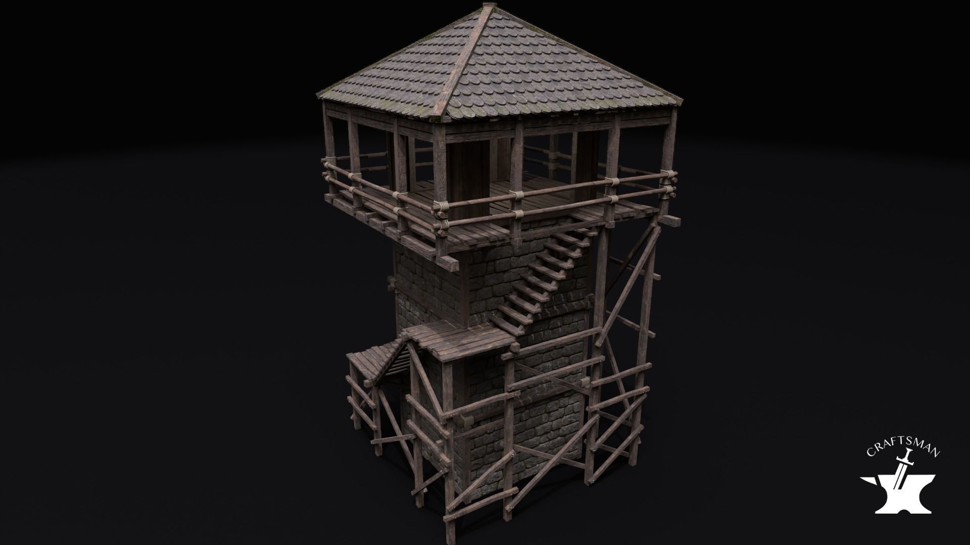 Realistic Medieval Watchtower Pack 3D Model Collection_45