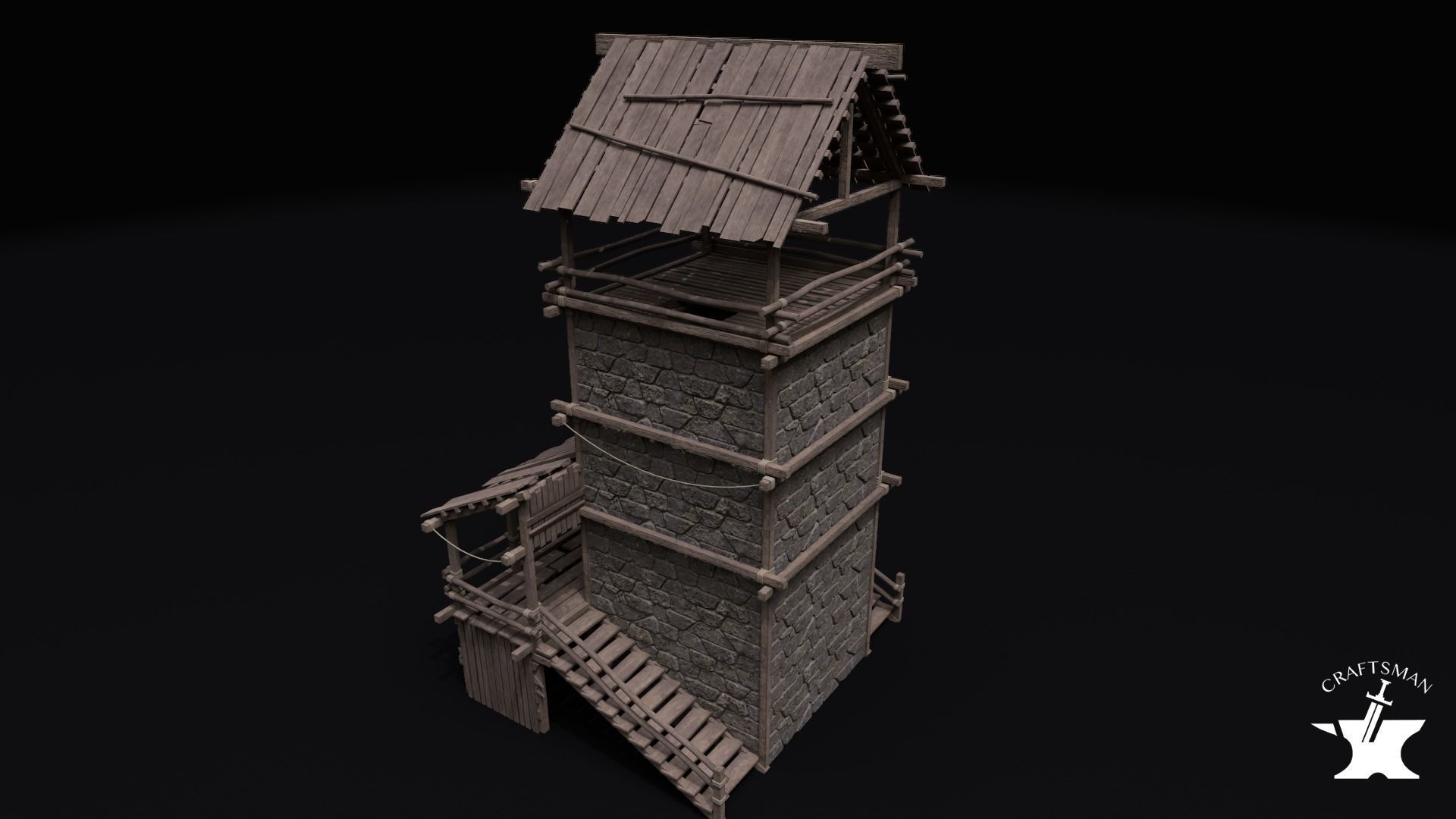 Realistic Medieval Watchtower Pack 3D Model Collection_34