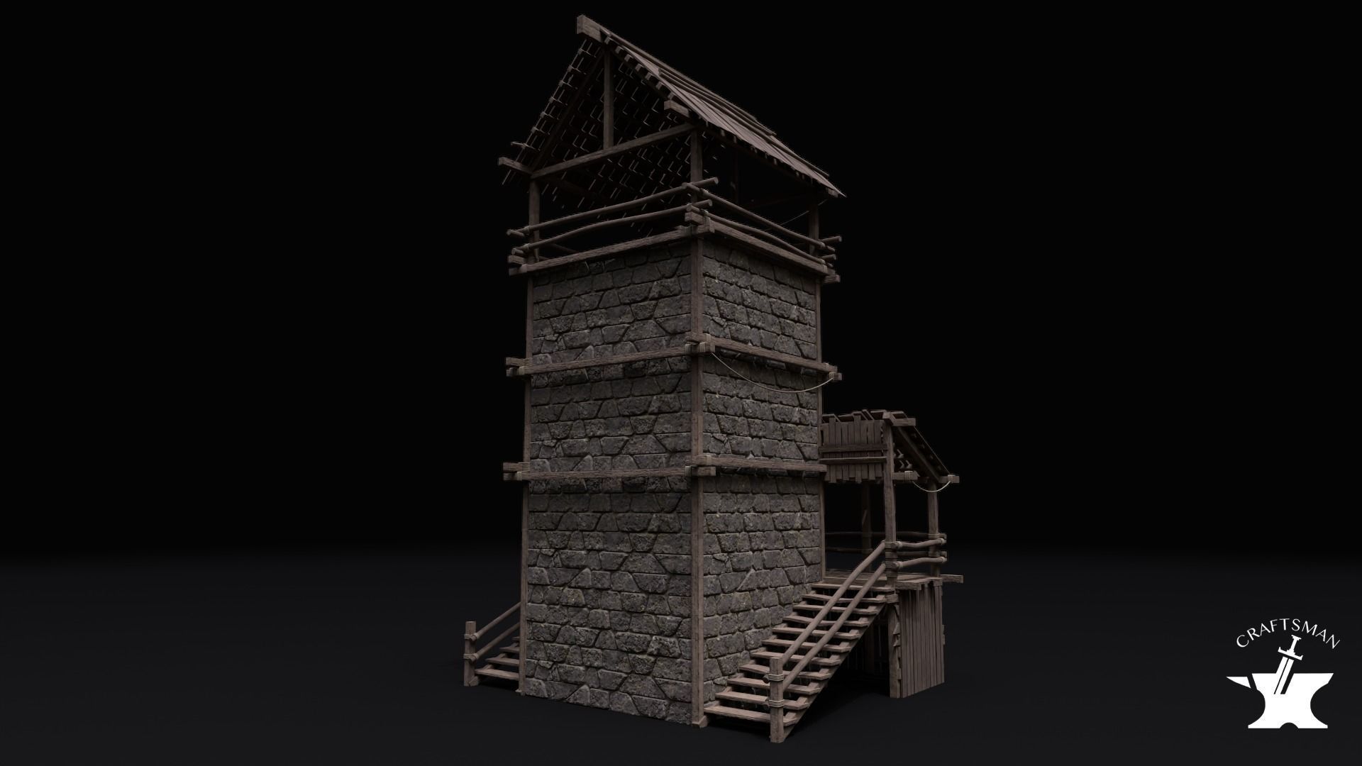 Realistic Medieval Watchtower Pack 3D Model Collection_30
