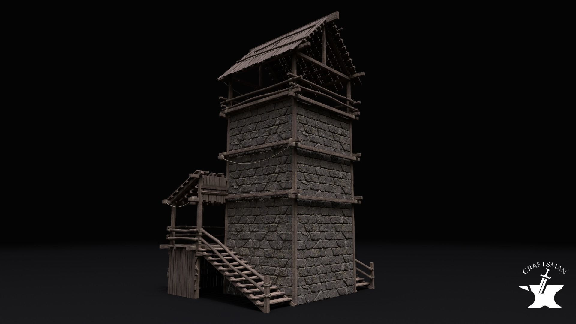 Realistic Medieval Watchtower Pack 3D Model Collection_32