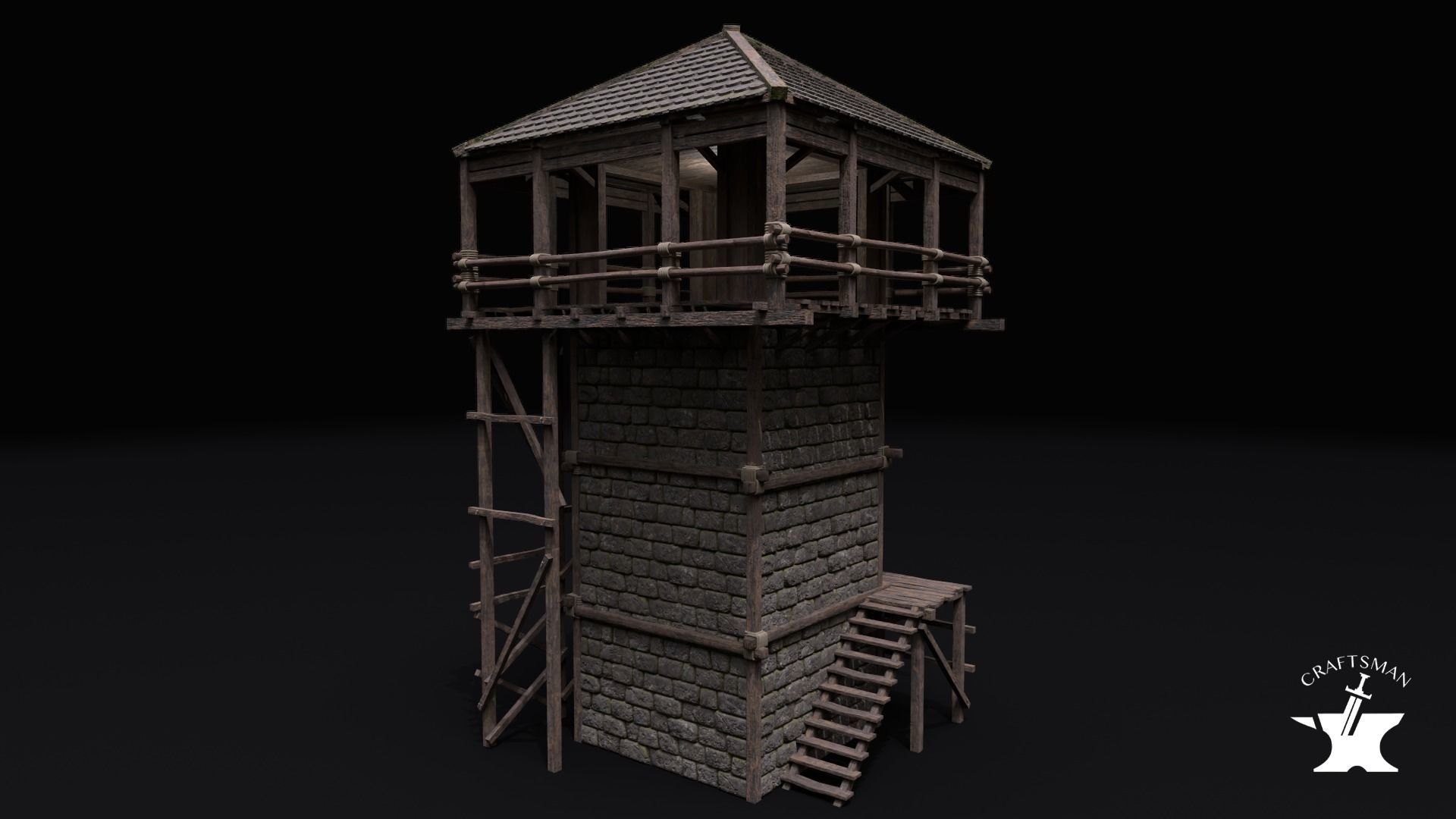 Realistic Medieval Watchtower Pack 3D Model Collection_40