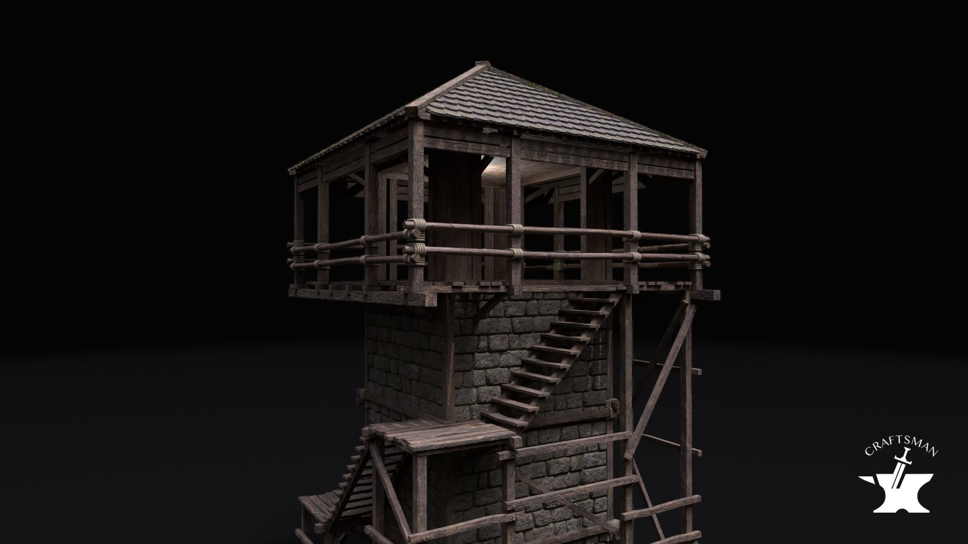 Realistic Medieval Watchtower Pack 3D Model Collection_43