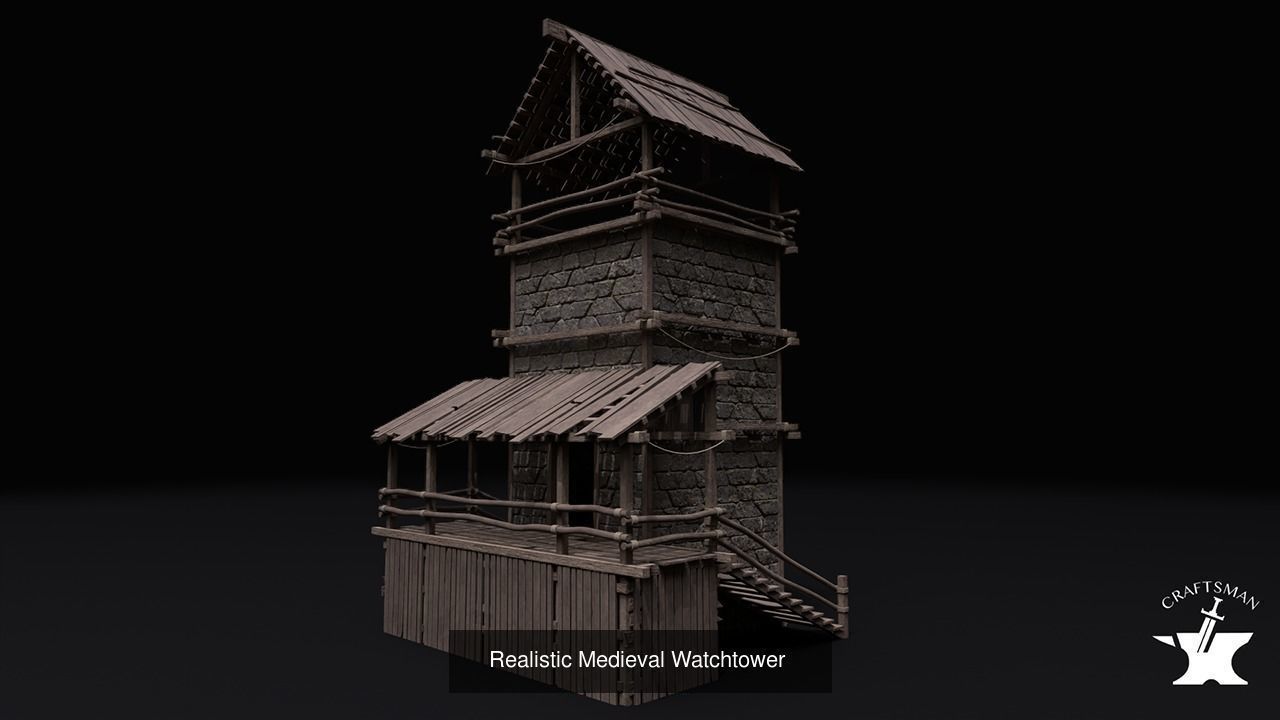 Realistic Medieval Watchtower Pack 3D Model Collection_3