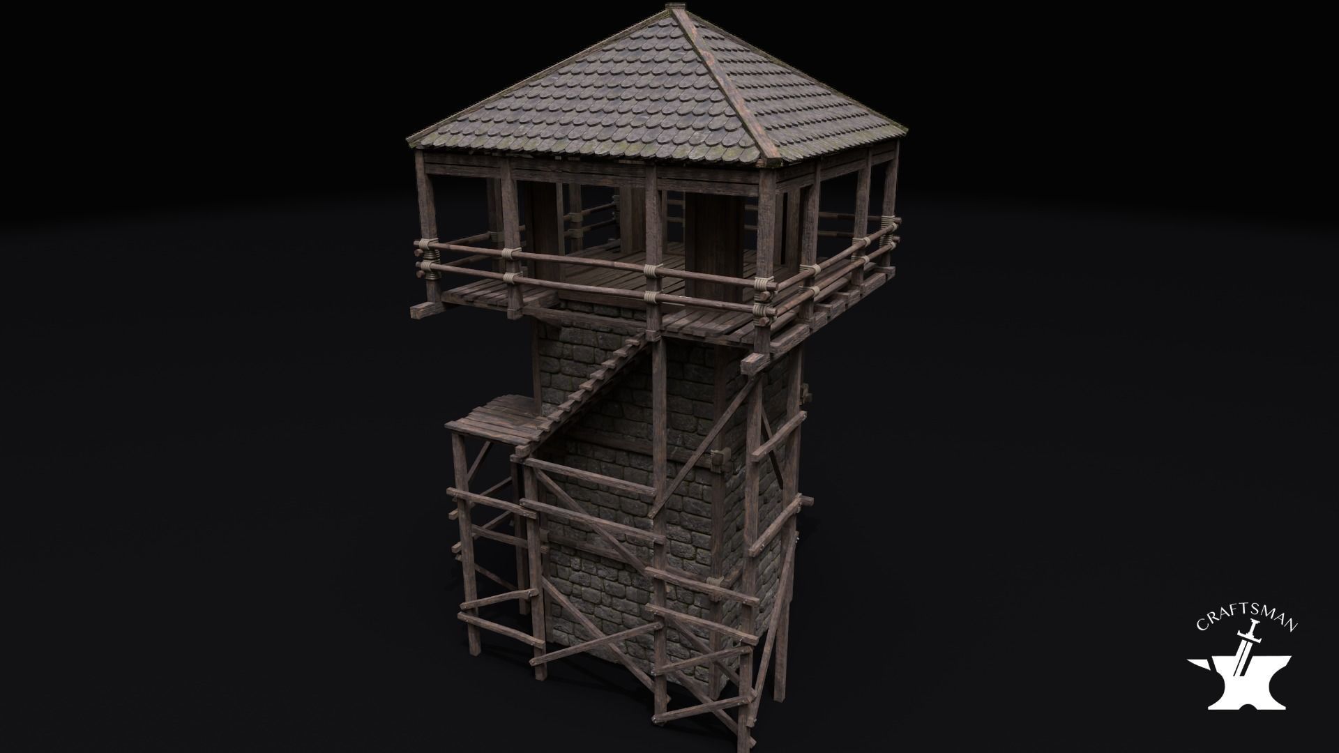 Realistic Medieval Watchtower Pack 3D Model Collection_44