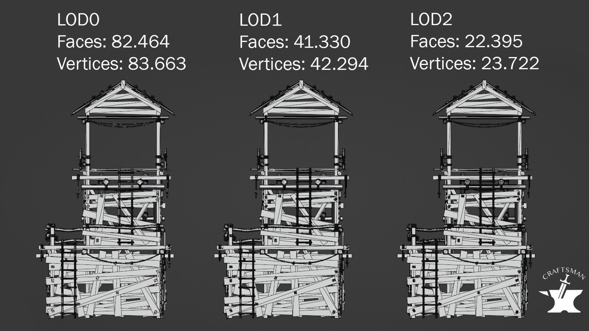 Realistic Medieval Watchtower Pack 3D Model Collection_14