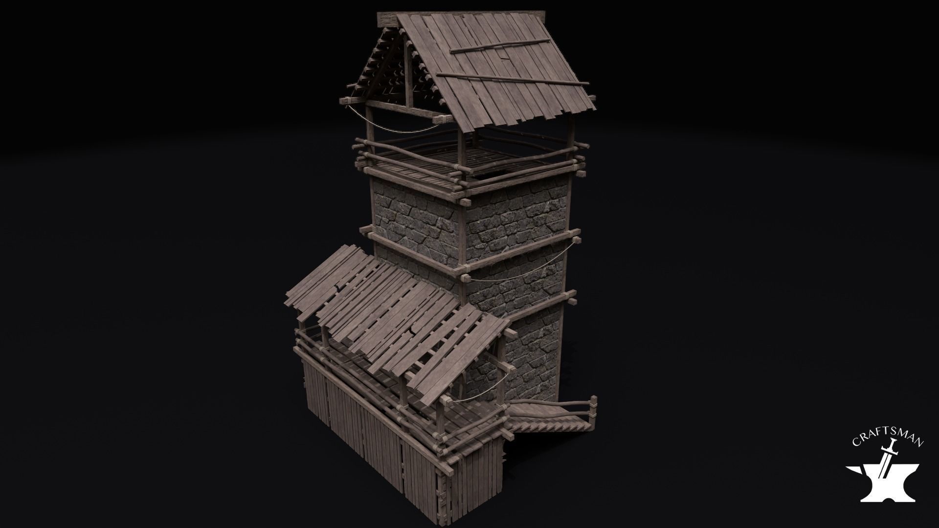 Realistic Medieval Watchtower Pack 3D Model Collection_33