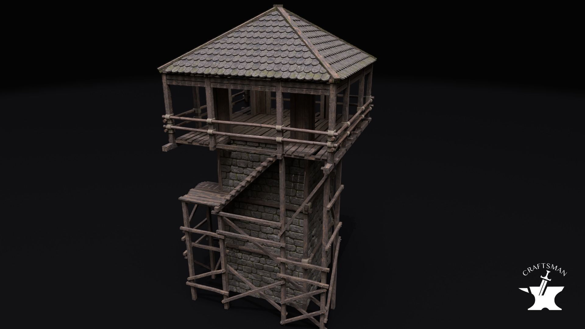 Realistic Medieval Watchtower Pack 3D Model Collection_41