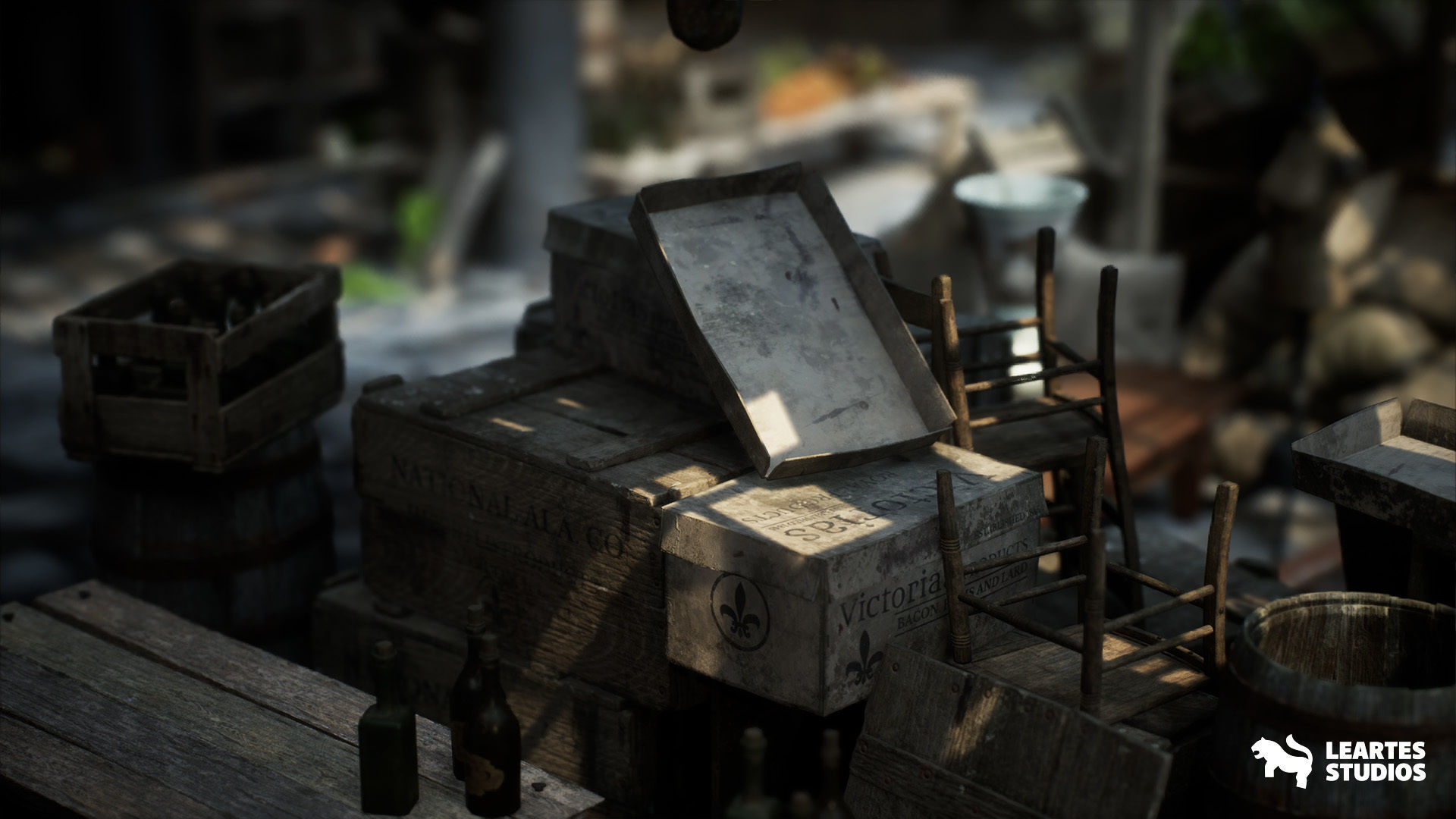 Victorian Market in Abandoned Factory Building Low-poly 3D model_22