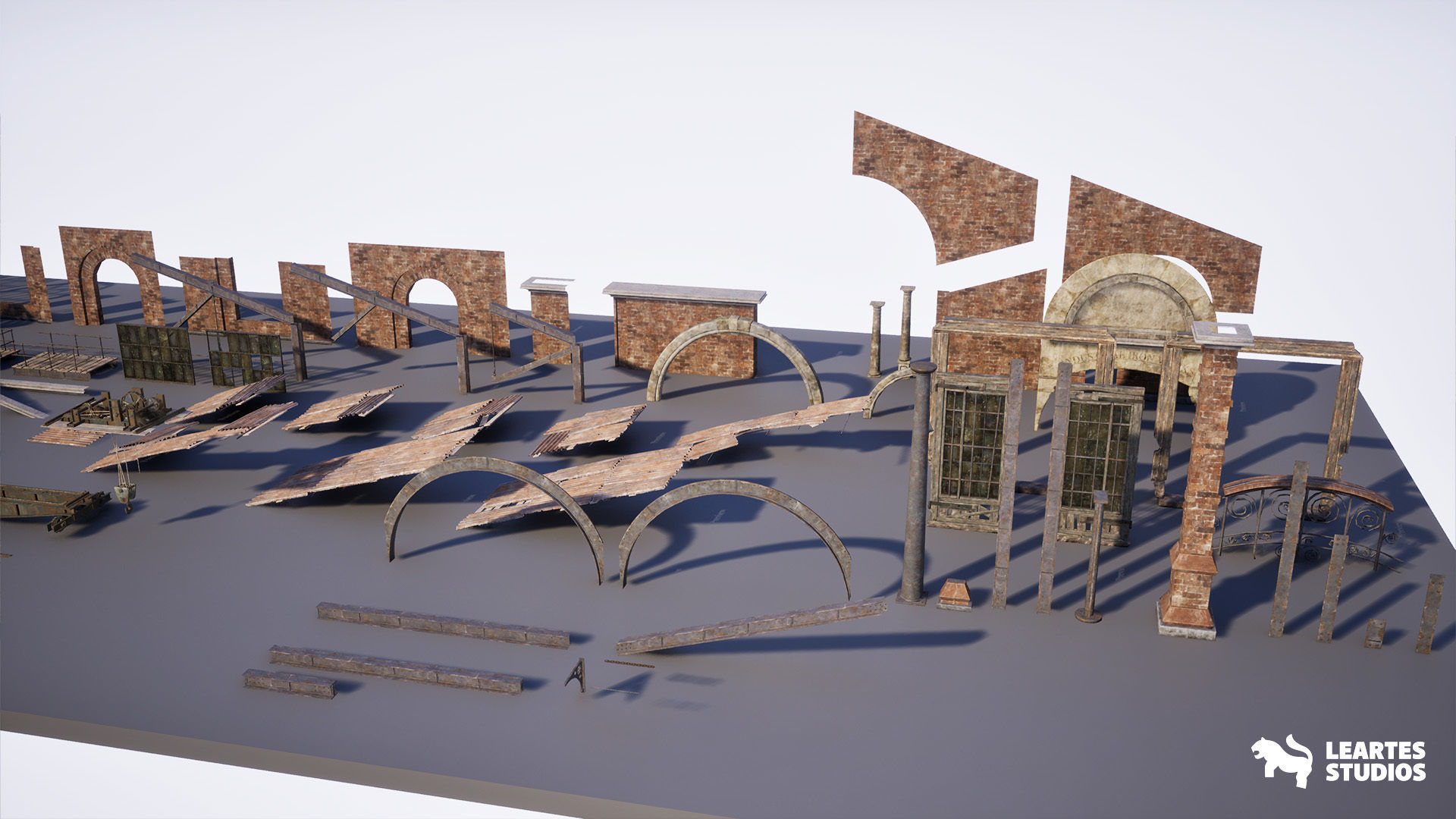 Victorian Market in Abandoned Factory Building Low-poly 3D model_26