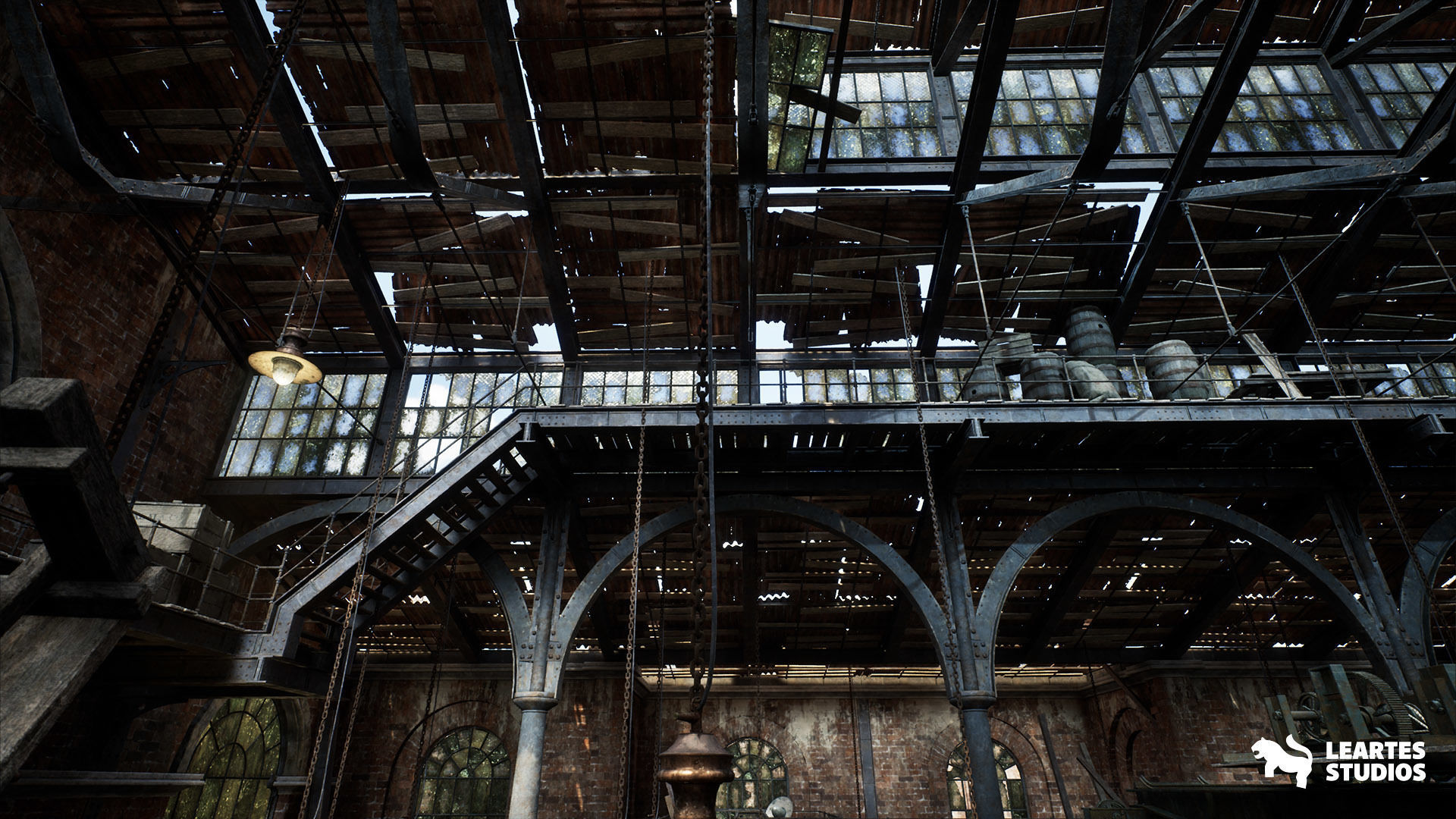 Victorian Market in Abandoned Factory Building Low-poly 3D model_6