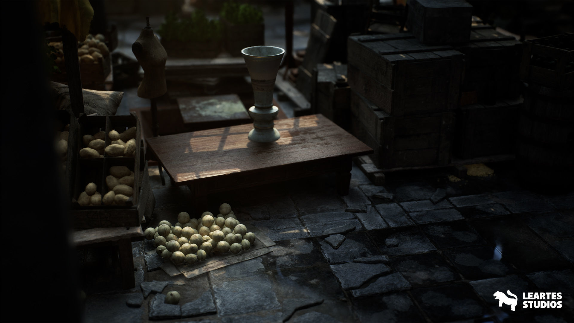 Victorian Market in Abandoned Factory Building Low-poly 3D model_20