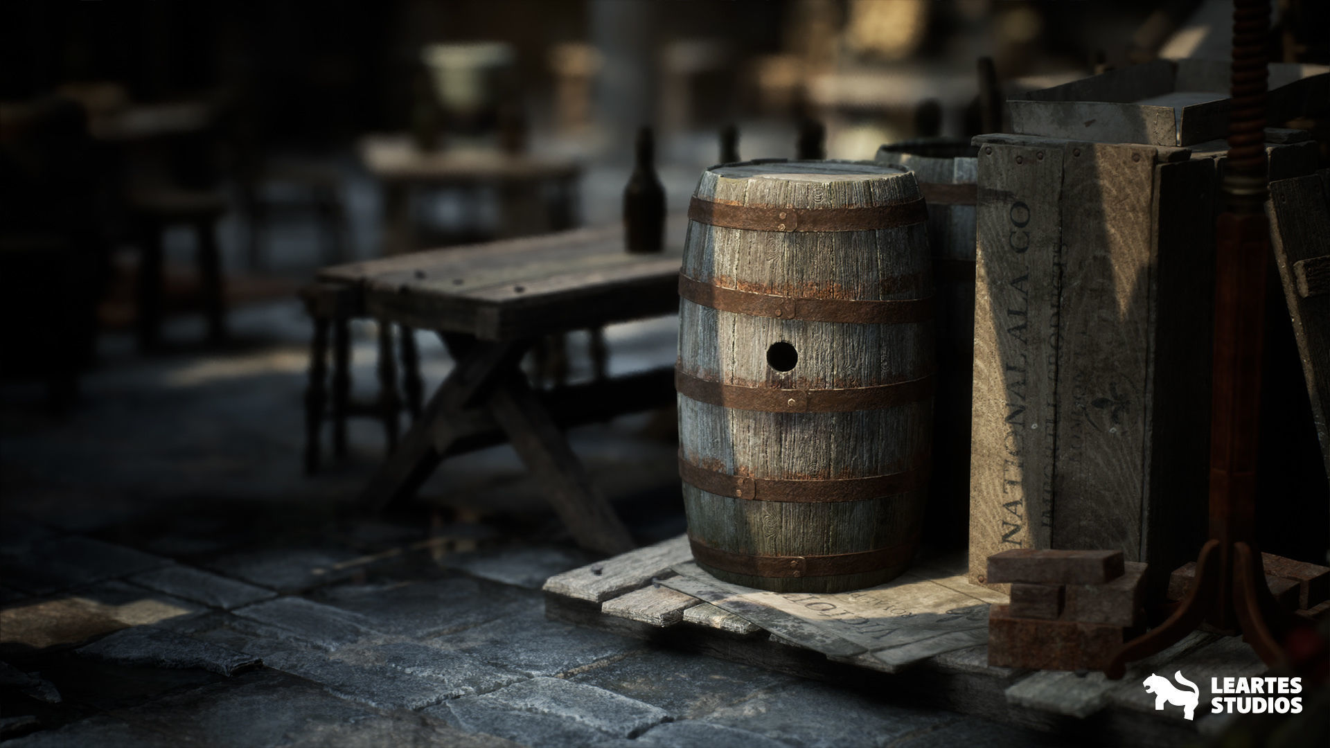 Victorian Market in Abandoned Factory Building Low-poly 3D model_24