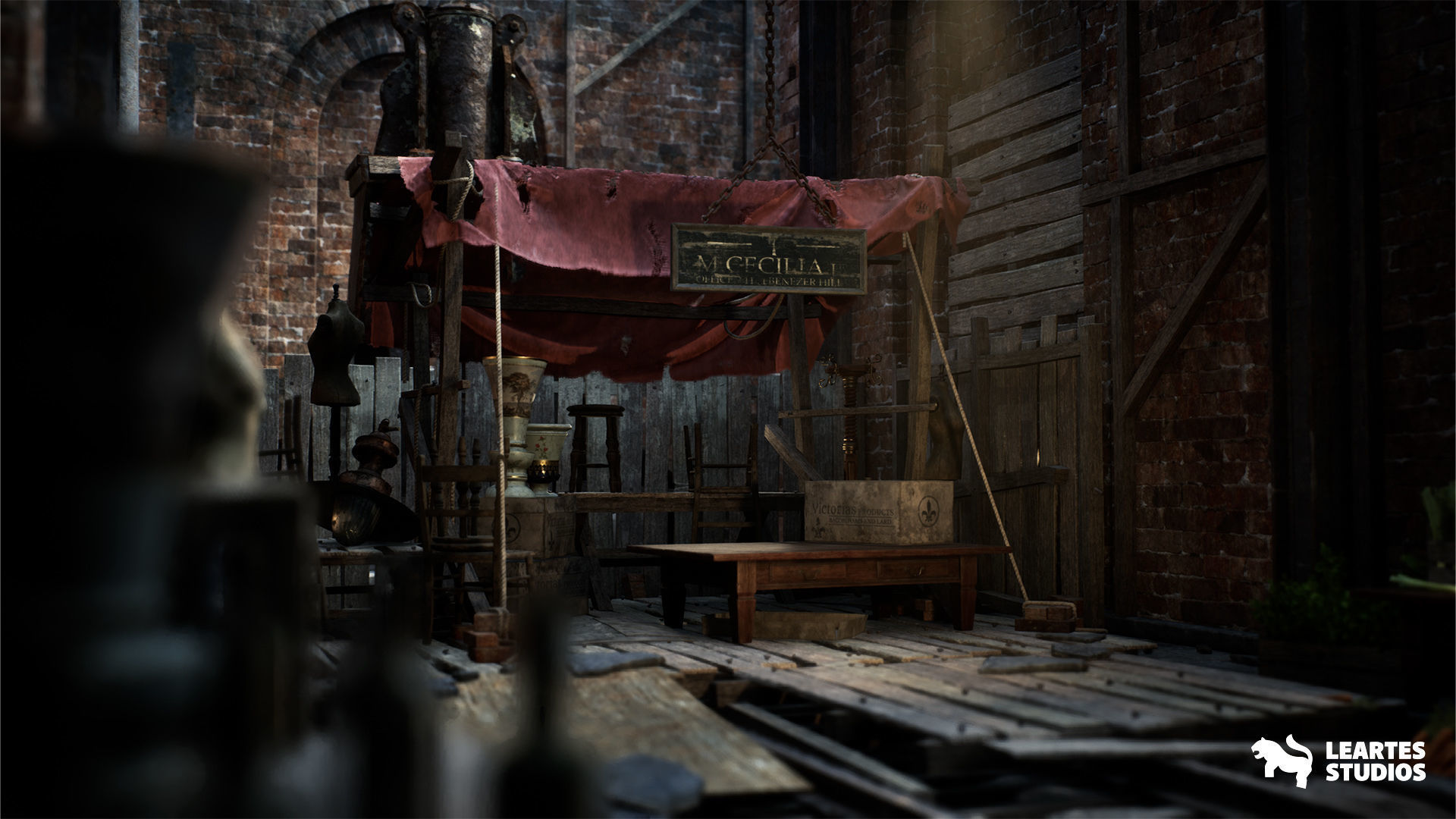 Victorian Market in Abandoned Factory Building Low-poly 3D model_14