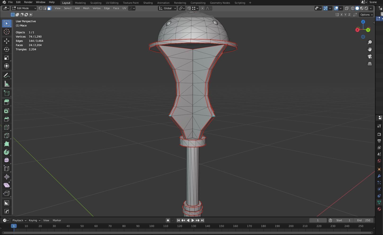 Diablo Inspired Mace Low-poly 3D model_10