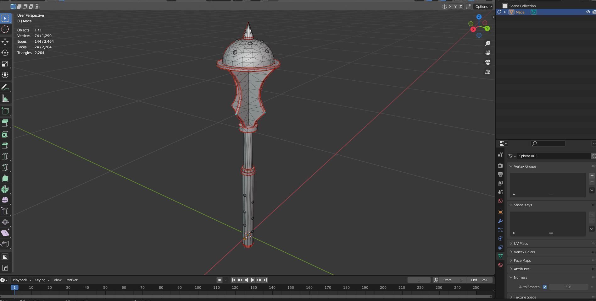 Diablo Inspired Mace Low-poly 3D model_9