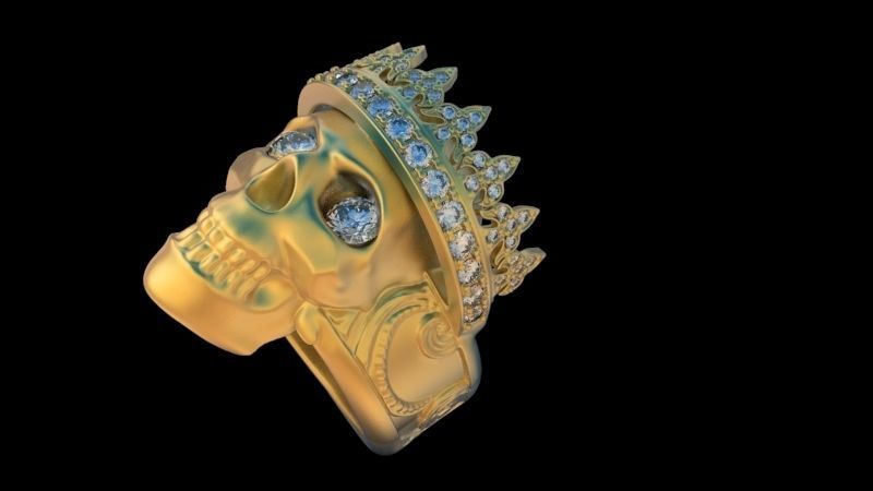skull crown ring 3D print model_1