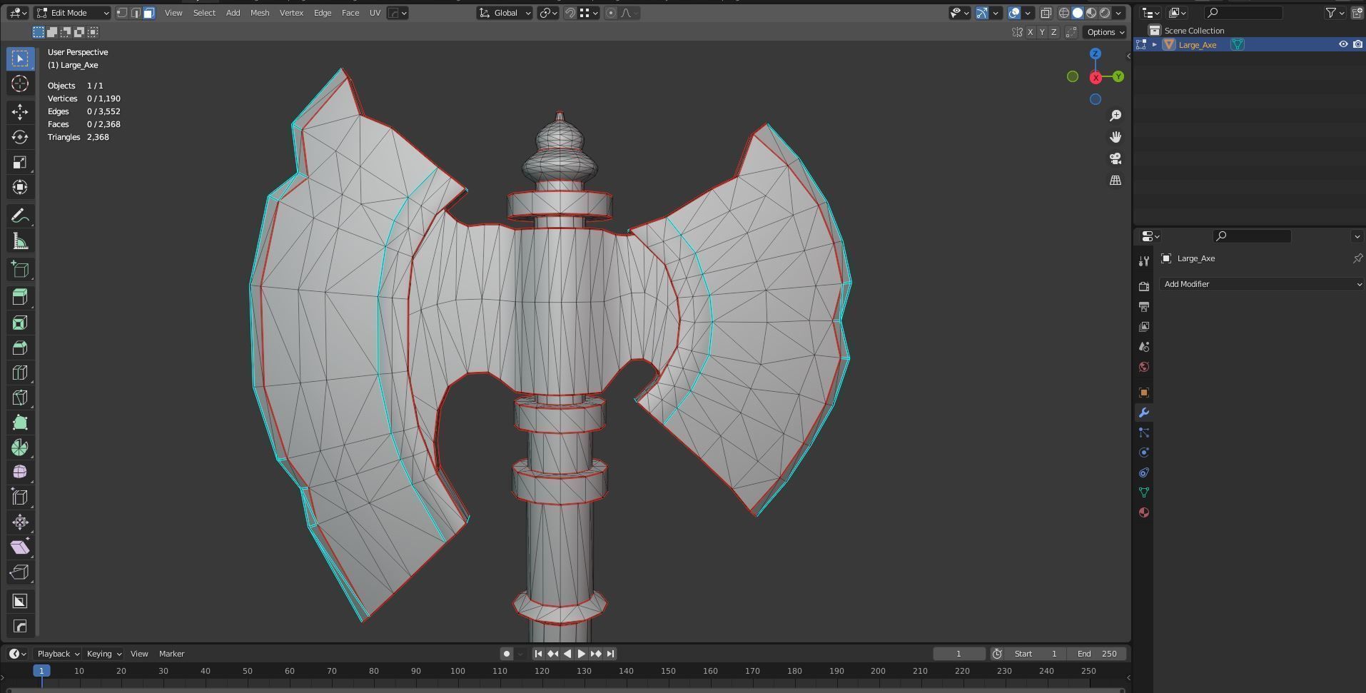 Diablo Inspired Large Axe Low-poly 3D model_9