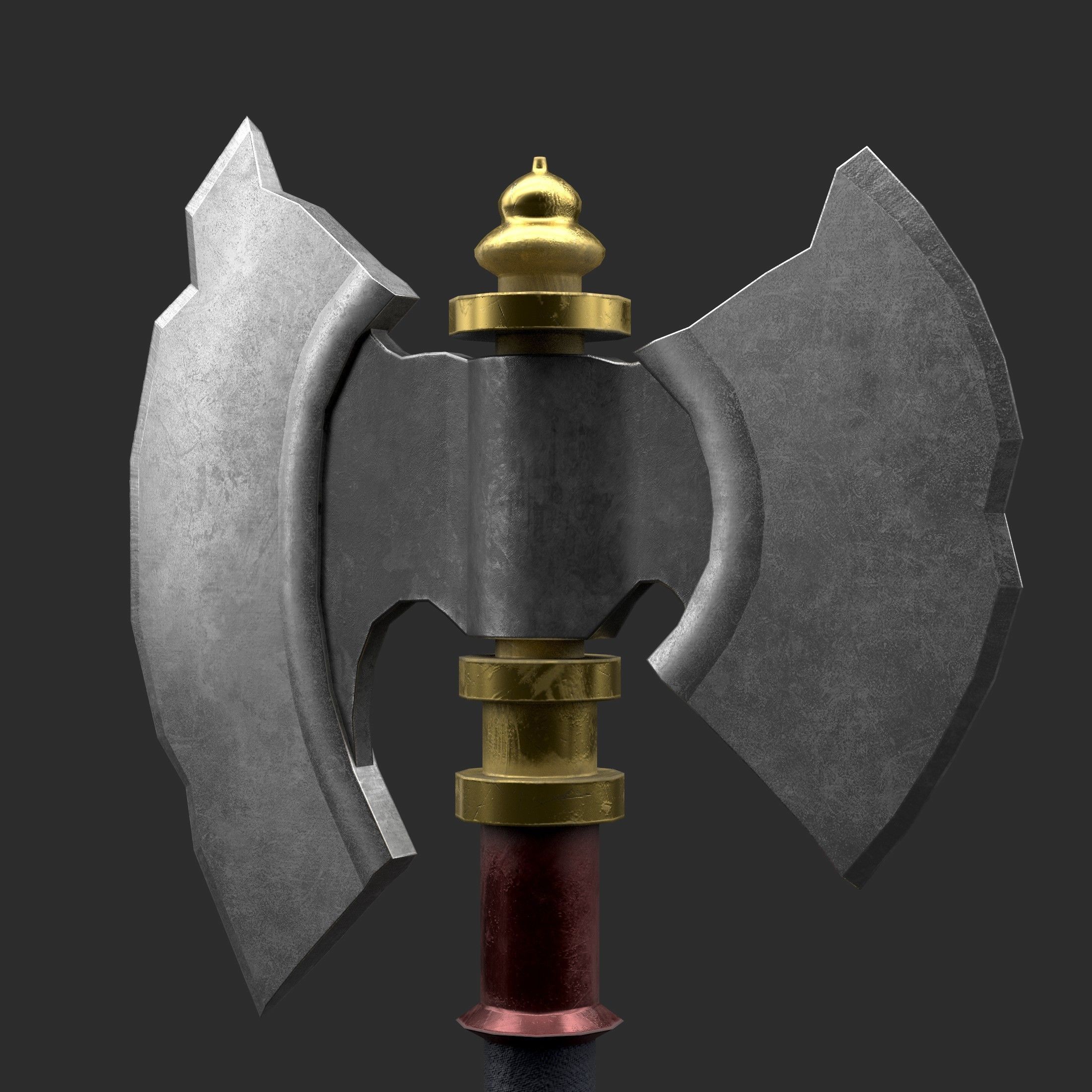Diablo Inspired Large Axe Low-poly 3D model_4