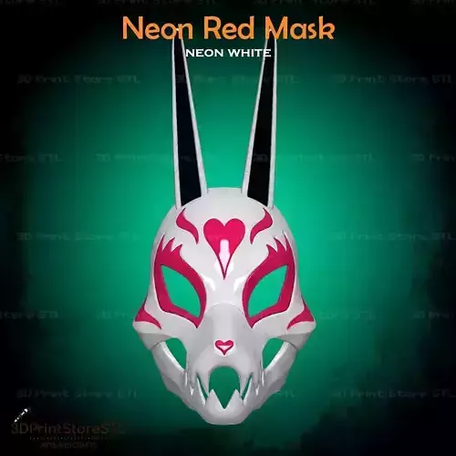 Red Mask Cosplay Neon White Game - STL File