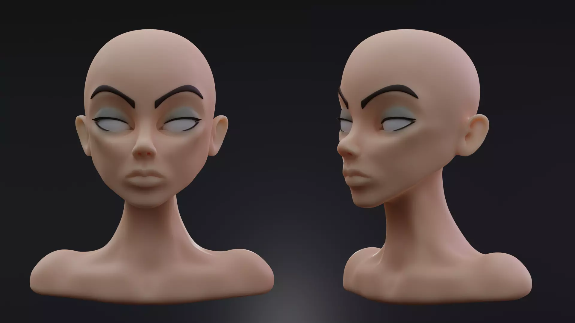 Female Head 3D model_0
